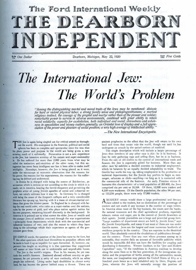 Henry Ford-artikel i Dearborn Independent